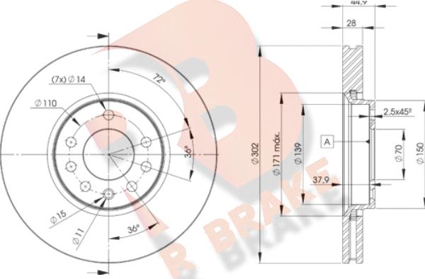 R Brake 78RBD29004 - Bremžu diski ps1.lv