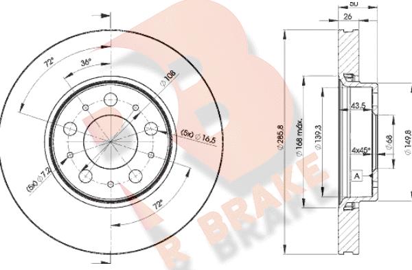 R Brake 78RBD24046 - Bremžu diski ps1.lv