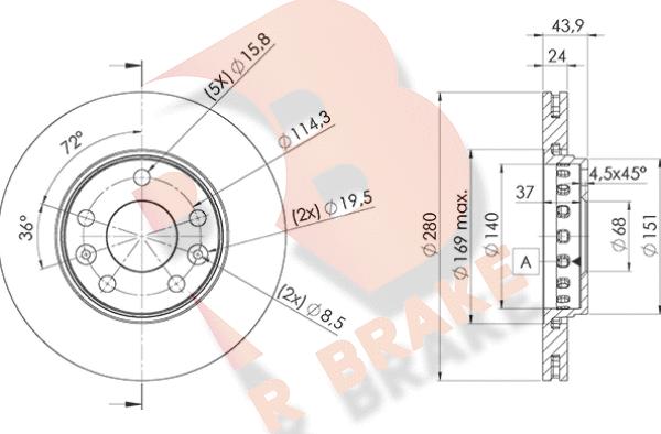 R Brake 78RBD24022 - Bremžu diski ps1.lv