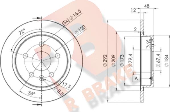 R Brake 78RBD24117 - Bremžu diski ps1.lv