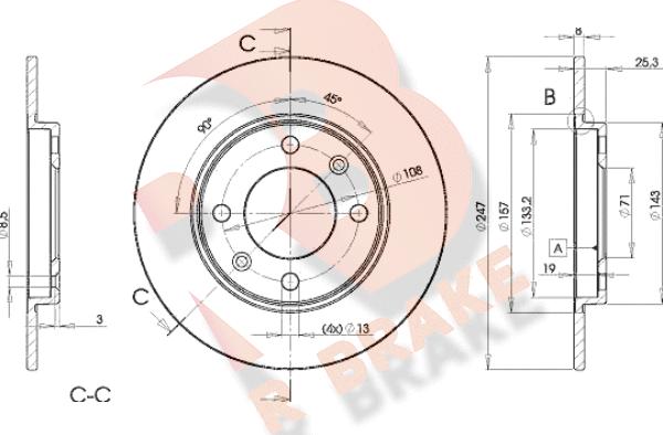 R Brake 78RBD24247 - Bremžu diski ps1.lv