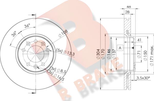 R Brake 78RBD24755 - Bremžu diski ps1.lv