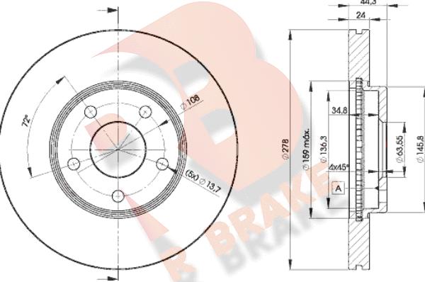 R Brake 78RBD25980 - Bremžu diski ps1.lv