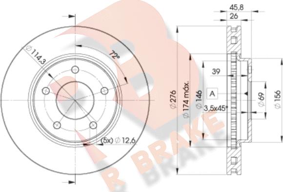 R Brake 78RBD25923 - Bremžu diski ps1.lv