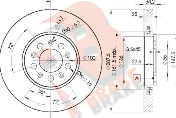 R Brake 78RBD25604 - Bremžu diski ps1.lv