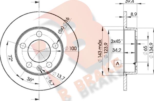 R Brake 78RBD25601 - Bremžu diski ps1.lv