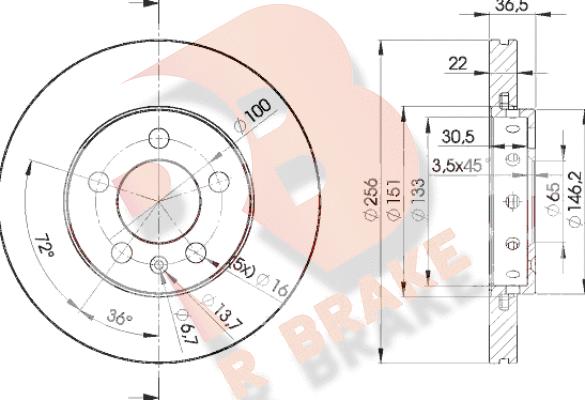 R Brake 78RBD25602 - Bremžu diski ps1.lv