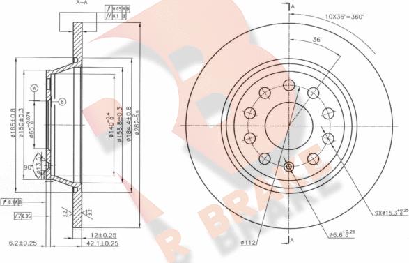 R Brake 78RBD25619 - Bremžu diski ps1.lv