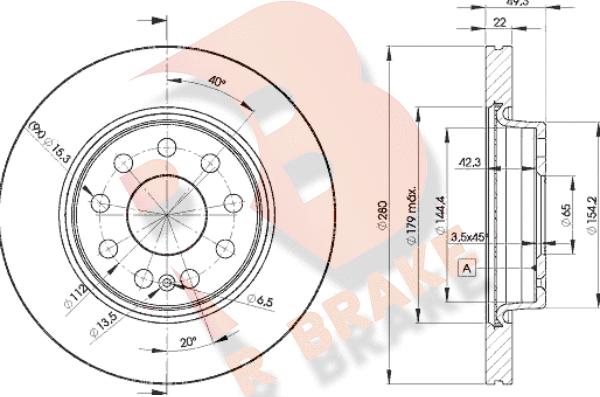 R Brake 78RBD25614 - Bremžu diski ps1.lv