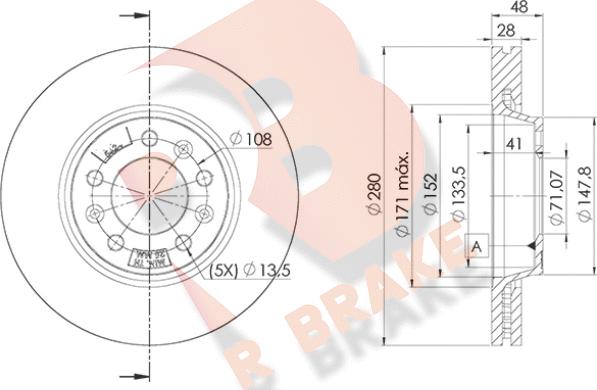 R Brake 78RBD25624 - Bremžu diski ps1.lv