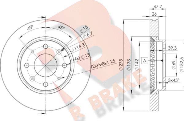 R Brake 78RBD25002 - Bremžu diski ps1.lv