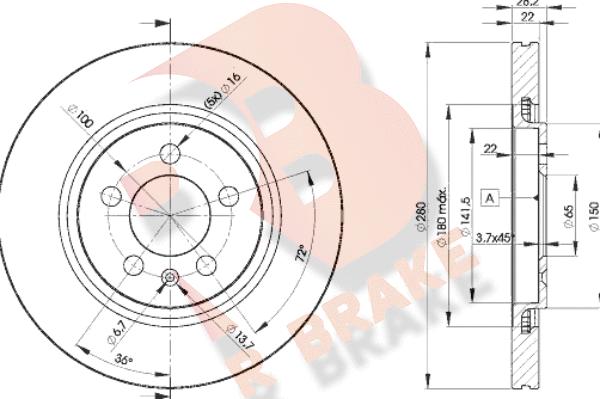 R Brake 78RBD25031 - Bremžu diski ps1.lv