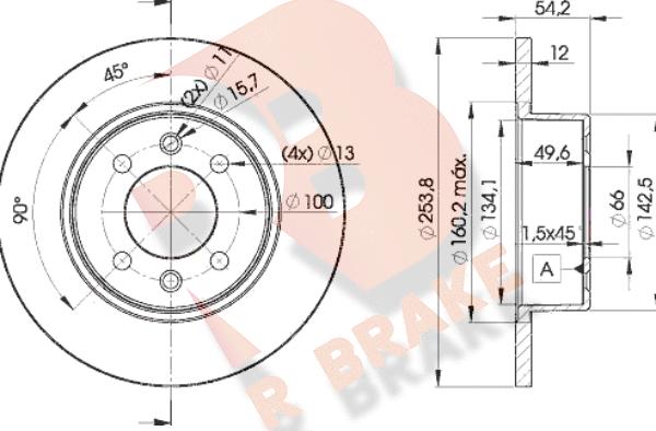 R Brake 78RBD25166 - Bremžu diski ps1.lv