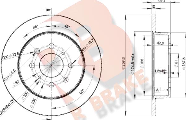 R Brake 78RBD25106 - Bremžu diski ps1.lv