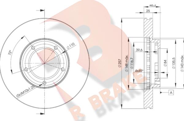 R Brake 78RBD25180 - Bremžu diski ps1.lv