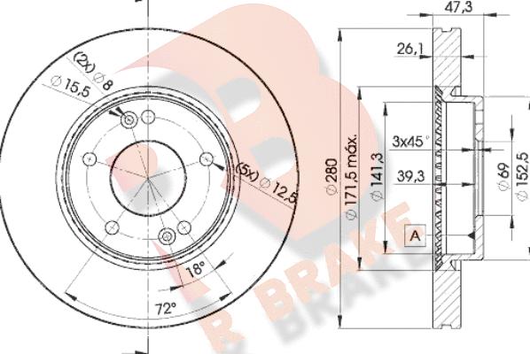 R Brake 78RBD25171 - Bremžu diski ps1.lv