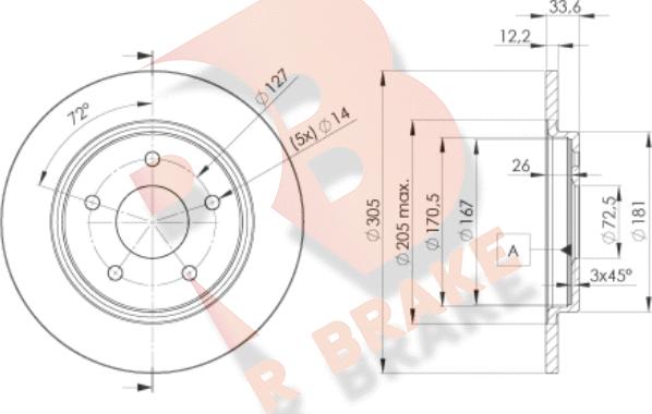 R Brake 78RBD25173 - Bremžu diski ps1.lv