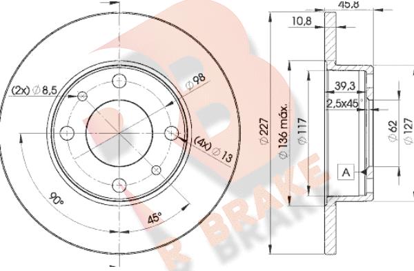 R Brake 78RBD25812 - Bremžu diski ps1.lv