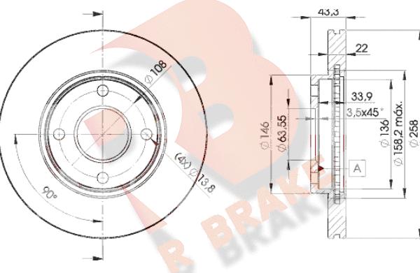 R Brake 78RBD25344 - Bremžu diski ps1.lv