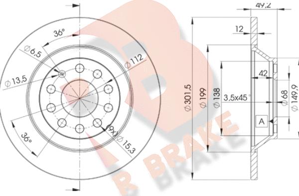 R Brake 78RBD25313 - Bremžu diski ps1.lv