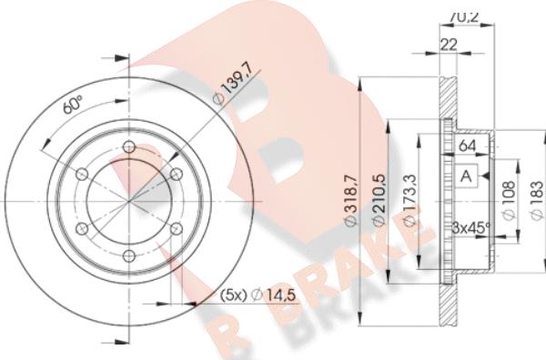 R Brake 78RBD25210 - Bremžu diski ps1.lv