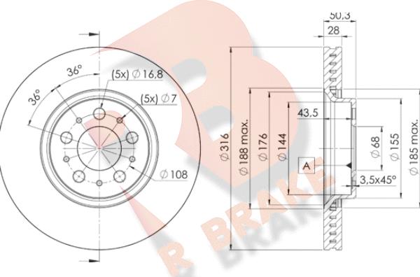 R Brake 78RBD26074 - Bremžu diski ps1.lv