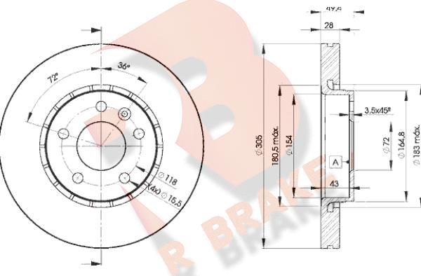 R Brake 78RBD26845 - Bremžu diski ps1.lv