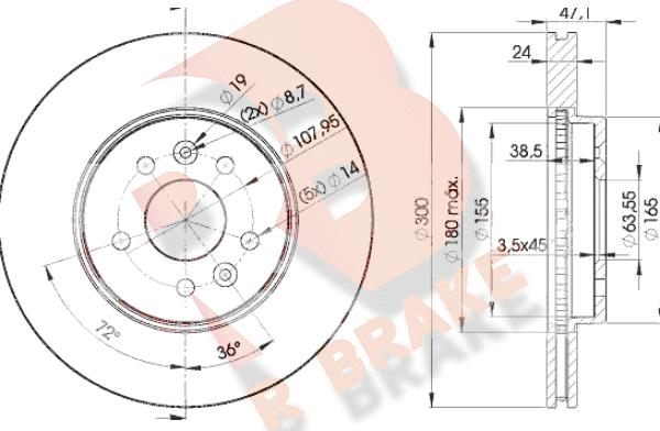 R Brake 78RBD26767 - Bremžu diski ps1.lv