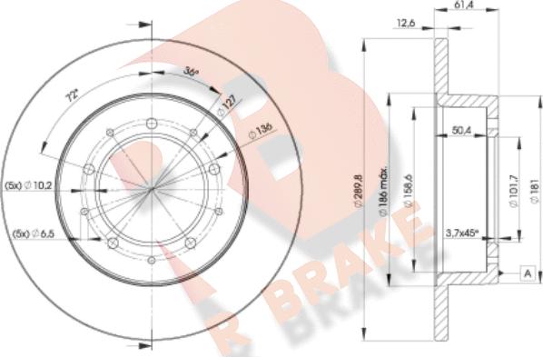 R Brake 78RBD20461 - Bremžu diski ps1.lv