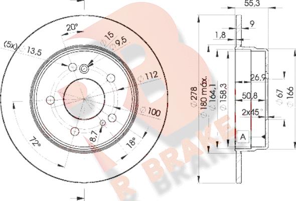 R Brake 78RBD20412 - Bremžu diski ps1.lv