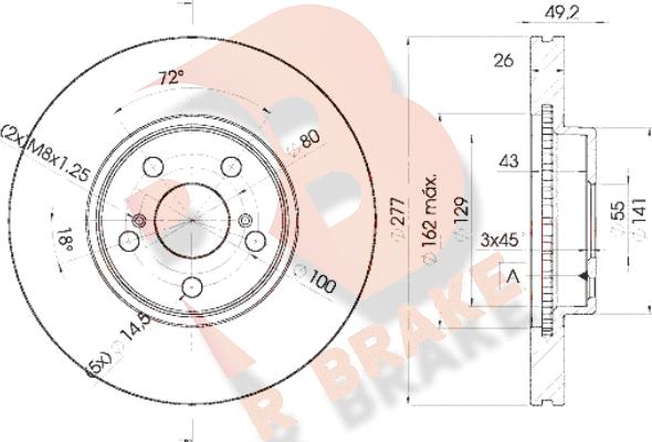 R Brake 78RBD20504 - Bremžu diski ps1.lv