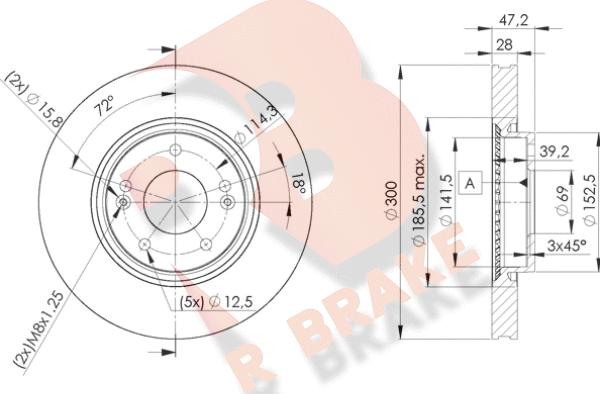 R Brake 78RBD20580 - Bremžu diski ps1.lv