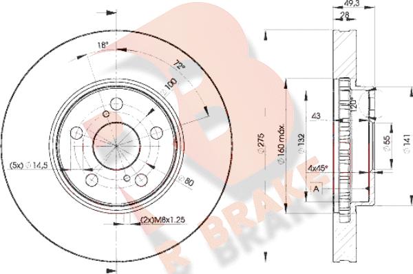 R Brake 78RBD20600 - Bremžu diski ps1.lv