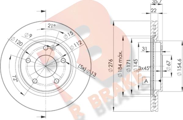 R Brake 78RBD20612 - Bremžu diski ps1.lv