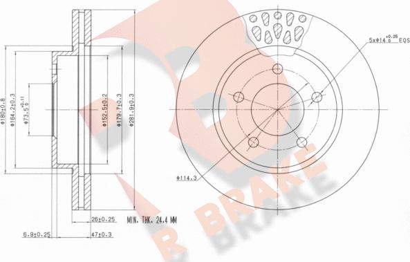 R Brake 78RBD20001 - Bremžu diski ps1.lv