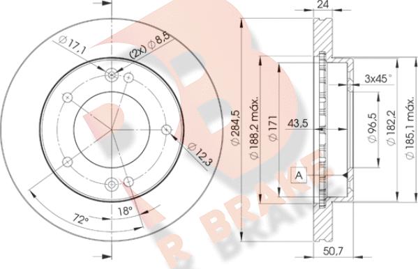 R Brake 78RBD20008 - Bremžu diski ps1.lv