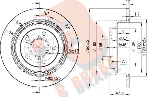 R Brake 78RBD20034 - Bremžu diski ps1.lv