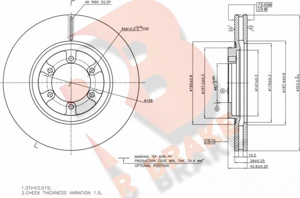 R Brake 78RBD20030 - Bremžu diski ps1.lv