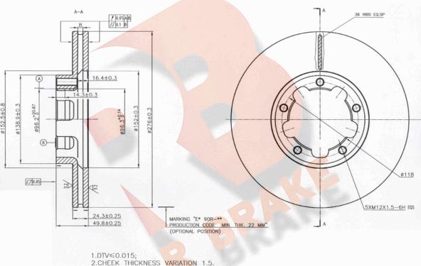 R Brake 78RBD20025 - Bremžu diski ps1.lv