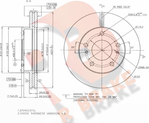 R Brake 78RBD20023 - Bremžu diski ps1.lv