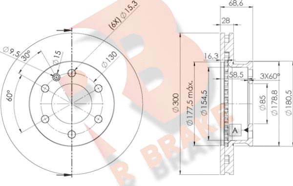 R Brake 78RBD20190 - Bremžu diski ps1.lv