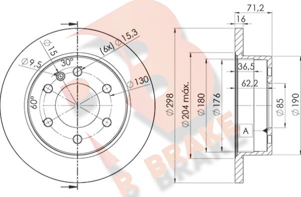 R Brake 78RBD20191 - Bremžu diski ps1.lv