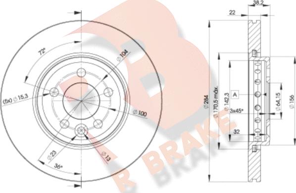 R Brake 78RBD20844 - Bremžu diski ps1.lv