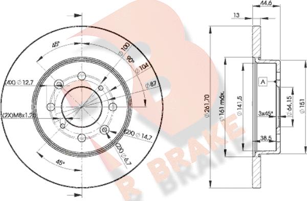 R Brake 78RBD20841 - Bremžu diski ps1.lv