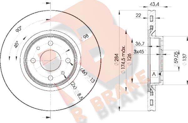 R Brake 78RBD20356 - Bremžu diski ps1.lv