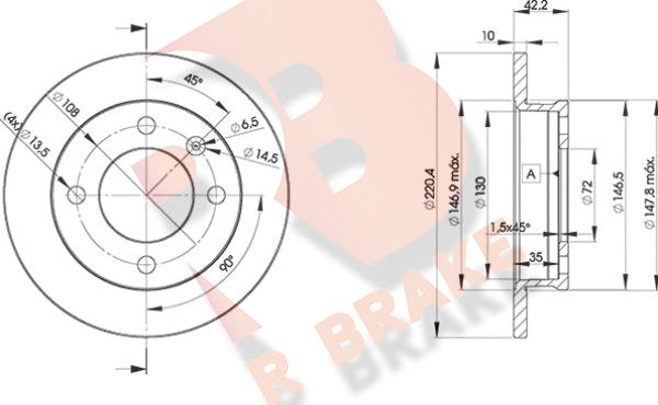 R Brake 78RBD21991 - Bremžu diski ps1.lv