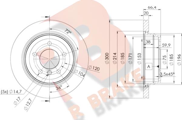 R Brake 78RBD21974 - Bremžu diski ps1.lv