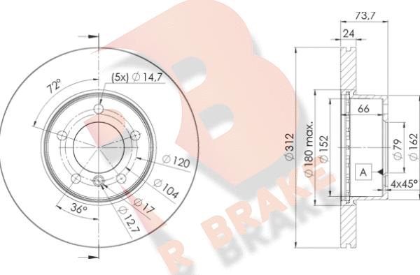 R Brake 78RBD21972 - Bremžu diski ps1.lv