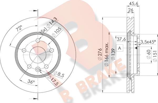 R Brake 78RBD21559 - Bremžu diski ps1.lv