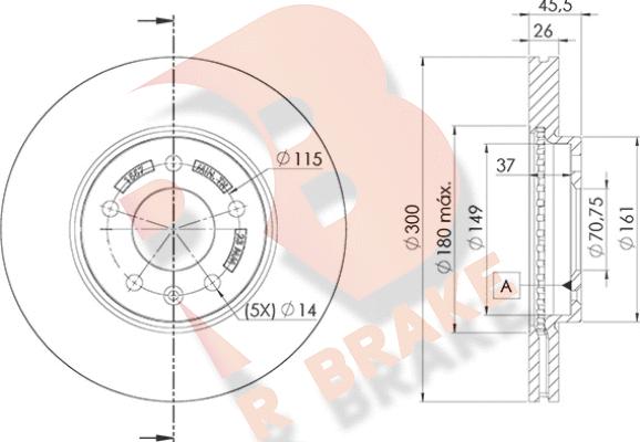 R Brake 78RBD21557 - Bremžu diski ps1.lv